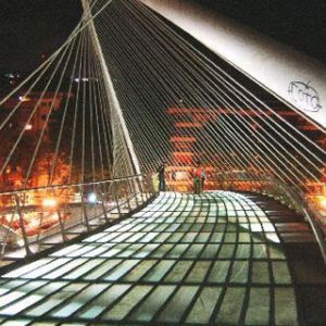 Zubizuri Bridge at Night - Bilbao
