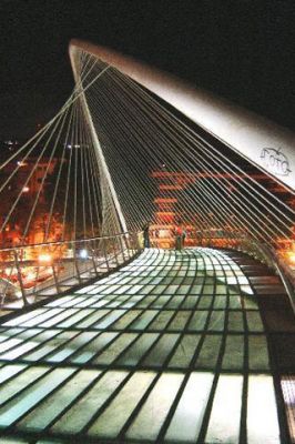 Zubizuri Bridge at Night - Bilbao