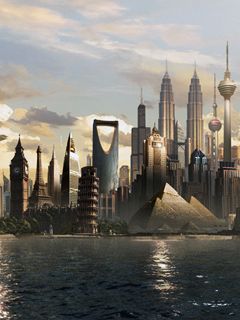 Futuristic City Skyline - wallpaper preview
