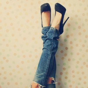 Stylish High Heels and Jeans