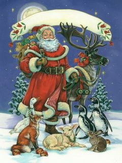 Santa Claus with Animals - wallpaper preview