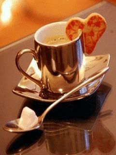 Heart-Shaped Cookie with Coffee - wallpaper preview