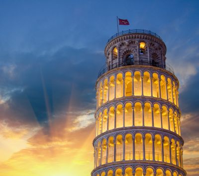 Tower of Pisa at sunset Italy