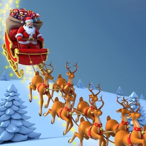 Santa with reindeers