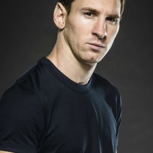 Lionel Messi in black t-shirt