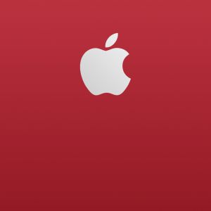 Apple logo on red