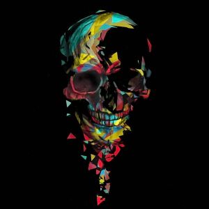 Colorful skull on dark background
